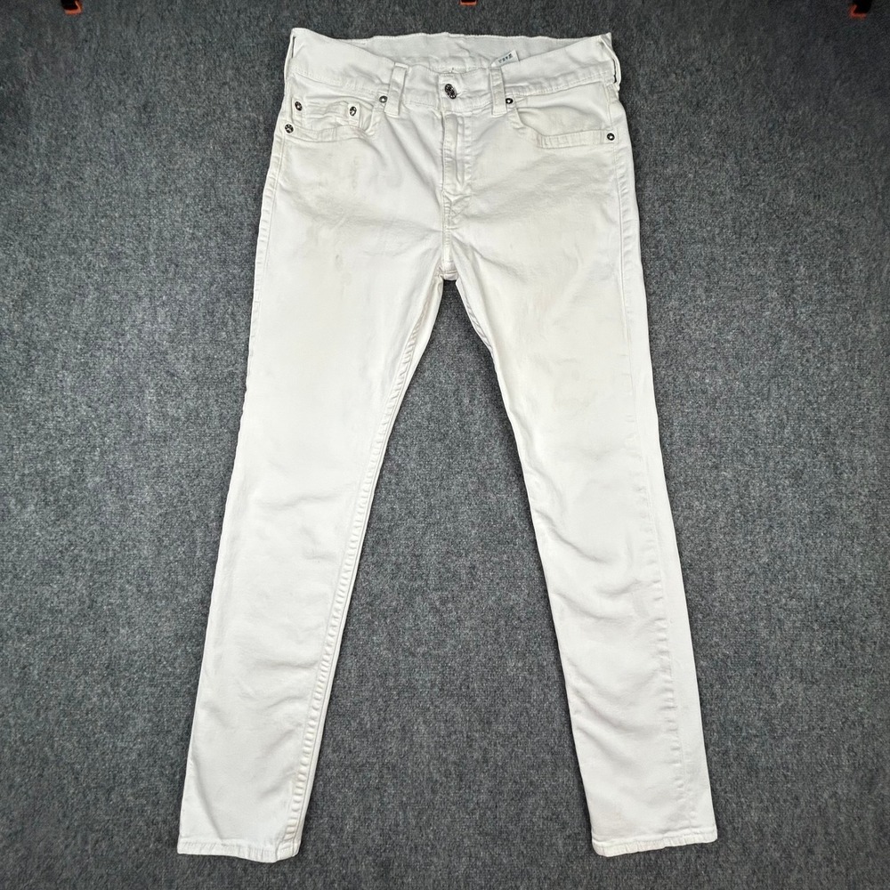 True Religion Rocco Relaxed Skinny Jeans Mens 36 White Optic No Flap SN Stretch